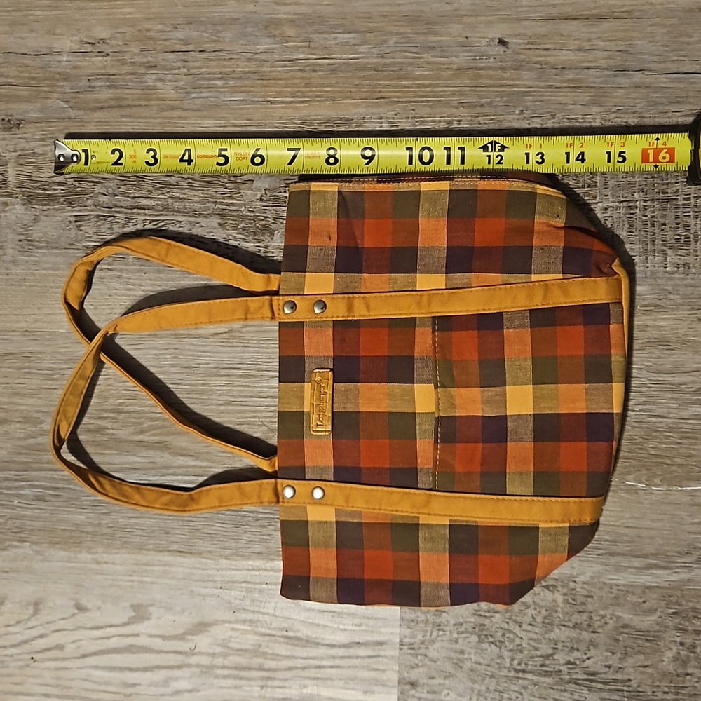 Longaberger tan plaid purse